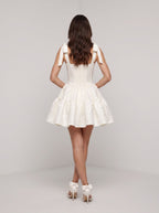 Ivory Satin A-Line Sweetheart Back Zip Short Dress with Spaghetti Straps - Curvevia