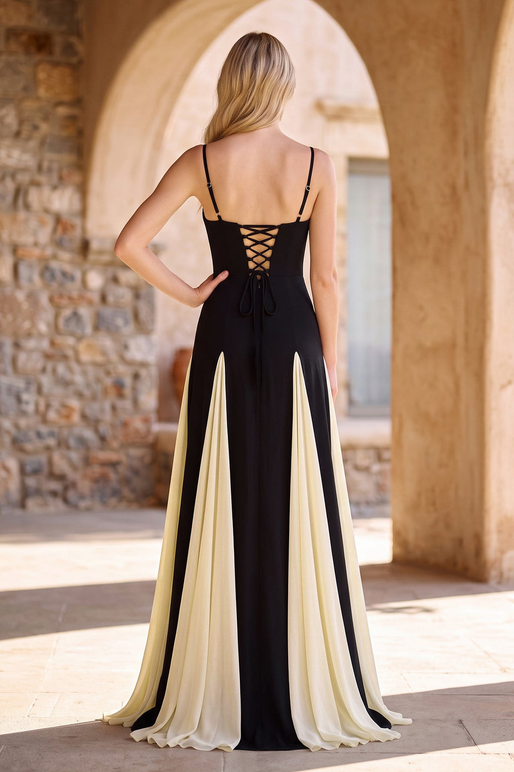 White Spaghetti Straps Sleeveless A Line Satin Long Evening Dress - Curvevia