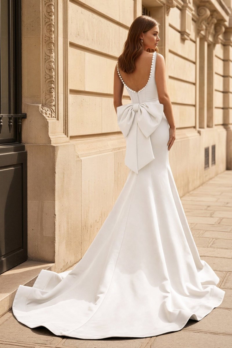Black Square Neck Mermaid Satin Long Evening Dress With Pearls - Curvevia