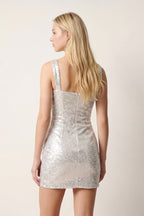 Bodycon White Square Neck Sequins Mini Homecoming Dresses - Curvevia