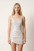 Bodycon White Square Neck Sequins Mini Homecoming Dresses - Curvevia