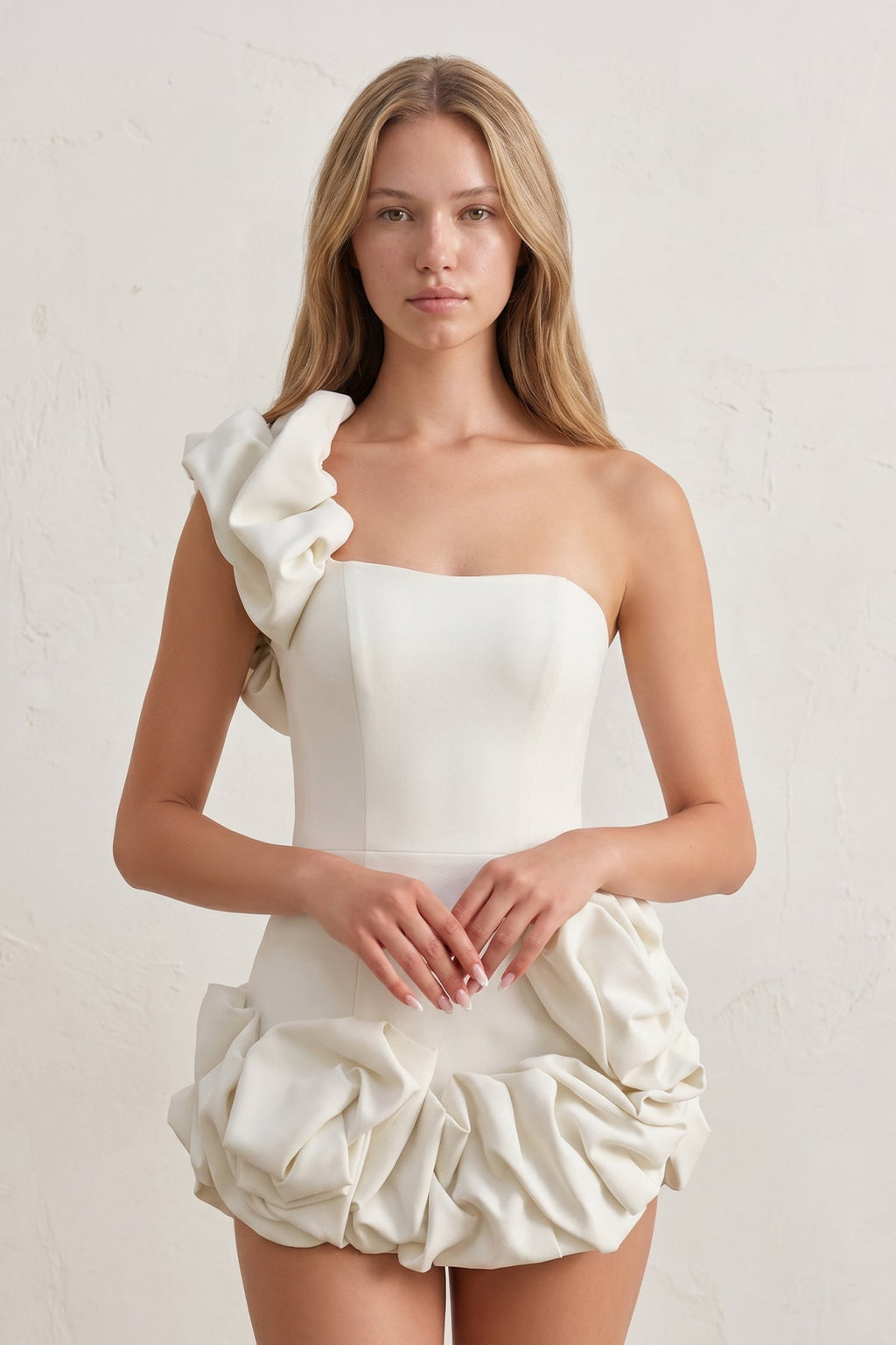 One Shoulder Bodycon Homecoming Dress With Ruffles - Curvevia