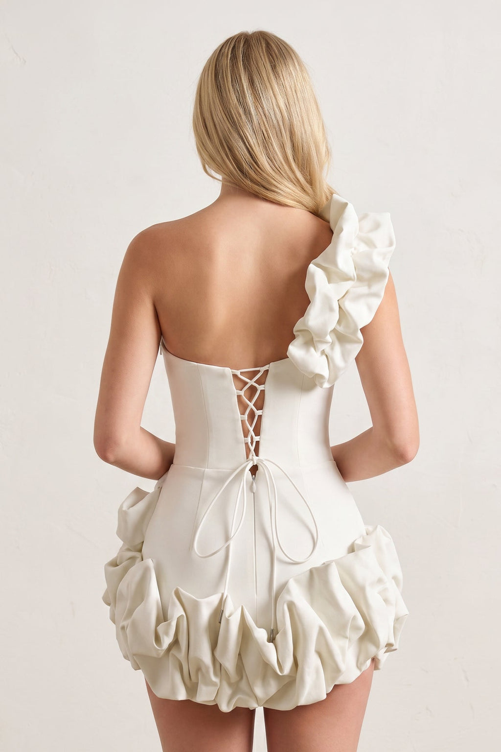 One Shoulder Bodycon Homecoming Dress With Ruffles - Curvevia