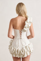 One Shoulder Bodycon Homecoming Dress With Ruffles - Curvevia