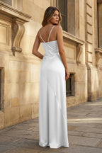 Spaghetti Straps Long Sheath Evening Dress With Split - Curvevia
