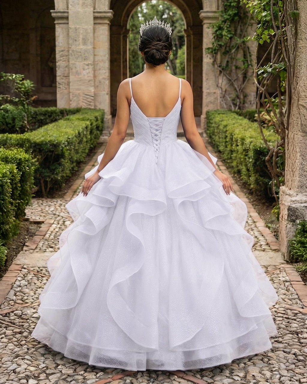 Royal Blue V Neck Tulle Quinceanera Dresses With Ruffles - Curvevia