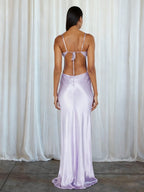 Scoop Neck Pink Sheath Satin Long Evening Dress - Curvevia