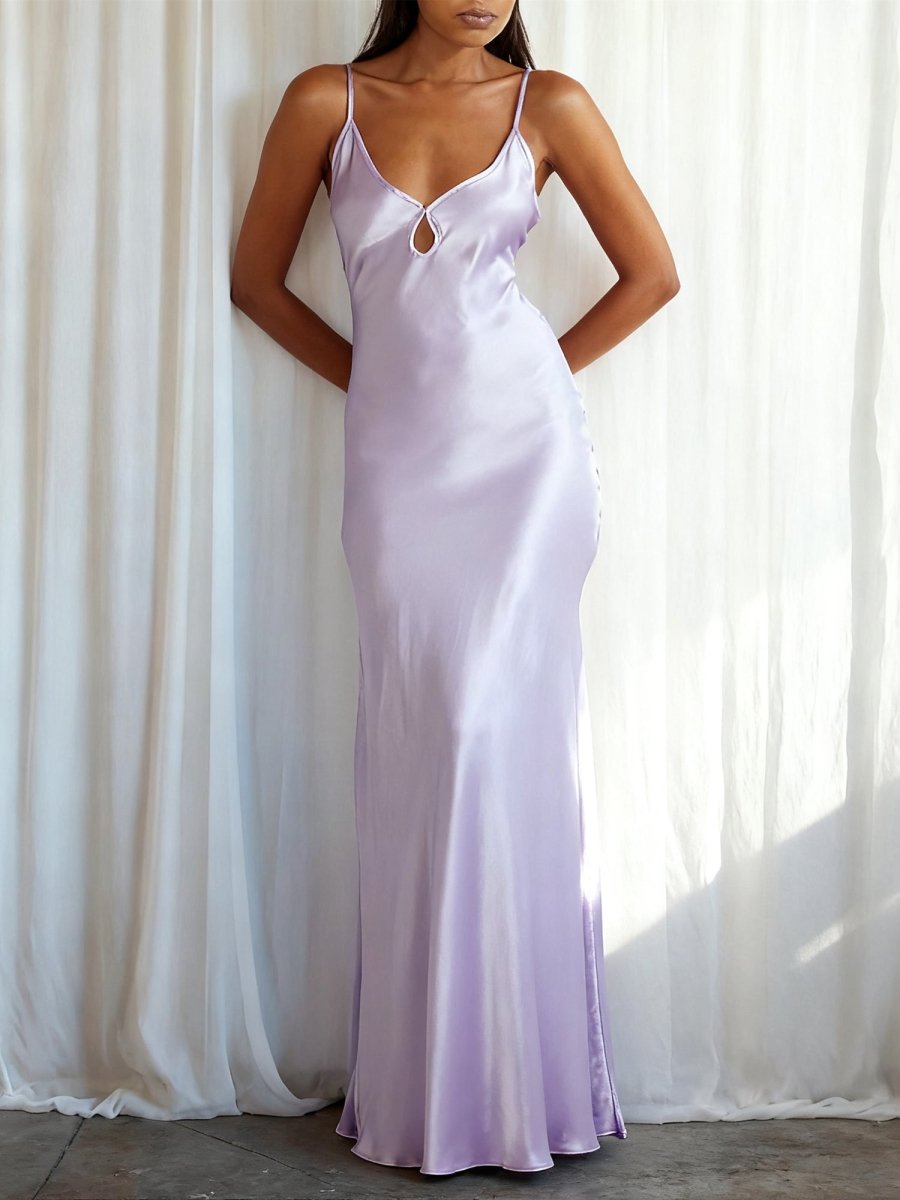 Scoop Neck Pink Sheath Satin Long Evening Dress - Curvevia