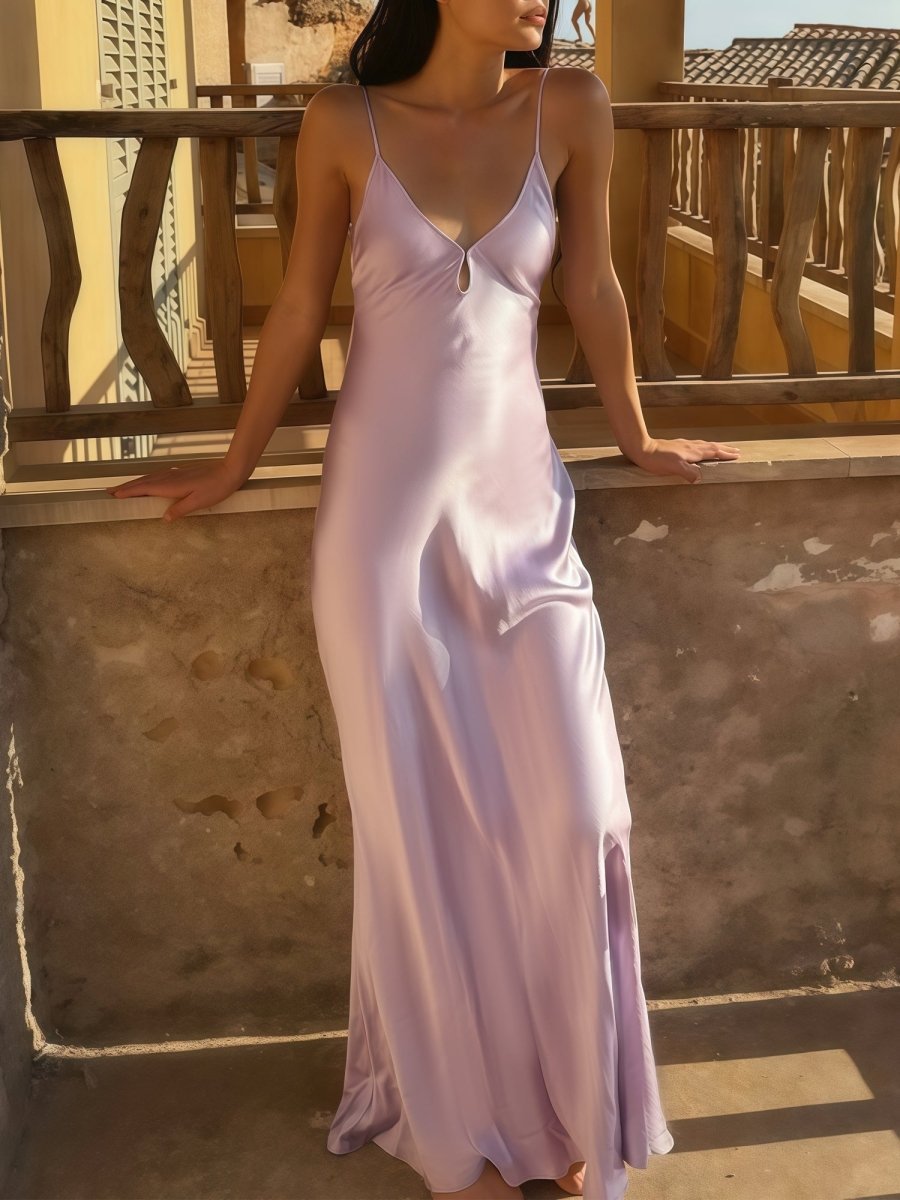 Scoop Neck Pink Sheath Satin Long Evening Dress - Curvevia