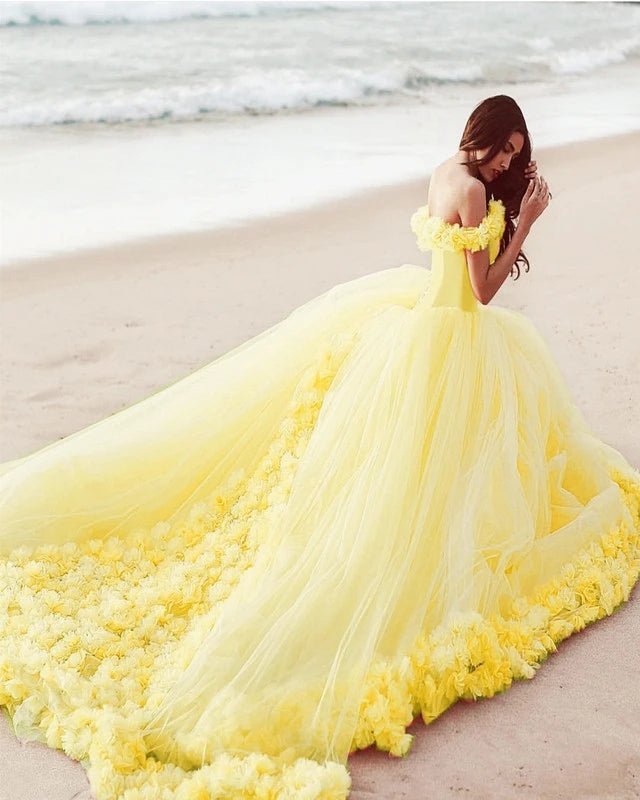 Off The Shoulder Flowers Tulle Ball Gown Pink Quinceanera Dresses - Curvevia