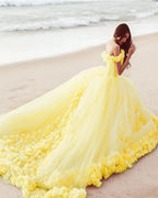 Off The Shoulder Flowers Tulle Ball Gown Pink Quinceanera Dresses - Curvevia