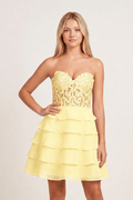 A-Line Strapless Tiered Corset Short Homecoming Dress with Appliques - Curvevia