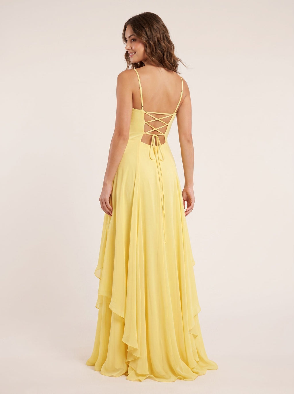 Daffodil Chiffon A-Line Sweetheart Criss-Cross Straps Floor-Length Dress with Pleated Bodice - Curvevia