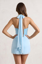 Yellow Halter Sheath Satin Chiffon Homecoming Dress - Curvevia