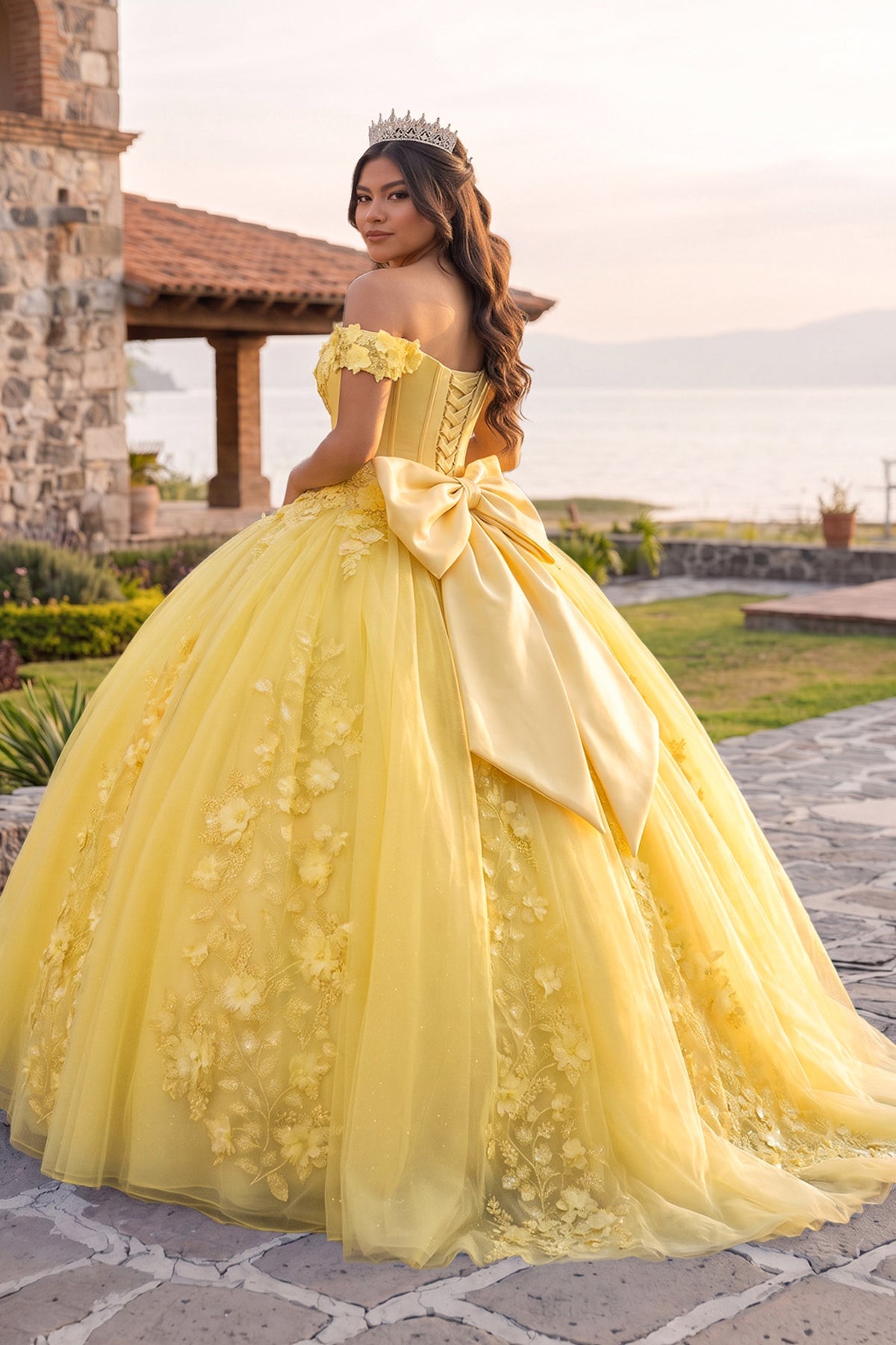 Off Shoulder 3D Floral Applique Quinceanera Dresses - Curvevia