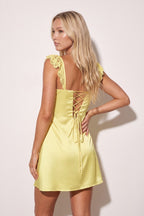 Yellow Sheath Satin Sweetheart Homecoming Dress With Ruffles - Curvevia