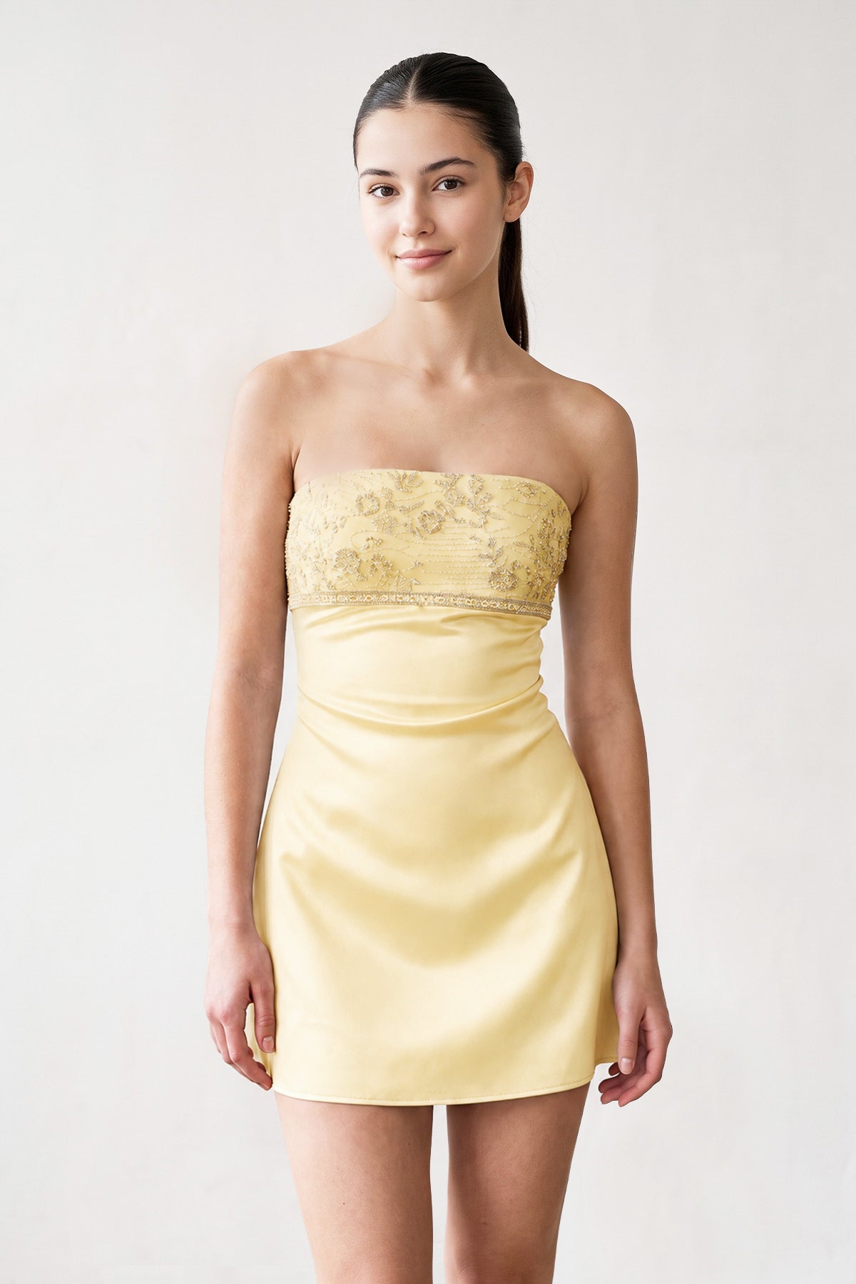 Aqua Strapless Appliqued Satin Sheath Homecoming Dress - Curvevia