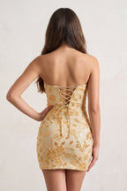Yellow Strapless Bodycon Beaded Floral Mini Homecoming Dresses - Curvevia