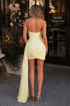Sheath Strapless Homecoming Dress with Drape - Curvevia