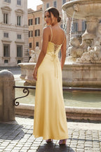 Lavender Straps A-line Long Wedding Guest Dress - Curvevia
