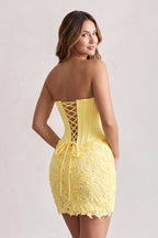 Yellow Sweetheart Corset Bodycon Lace Short Homecoming Dress - Curvevia
