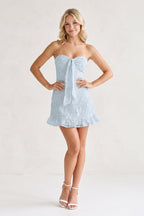 Yellow Sweetheart Embroidered Tulle Ruffled A-Line Homecoming Dress - Curvevia