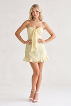 Yellow Sweetheart Embroidered Tulle Ruffled A-Line Homecoming Dress - Curvevia