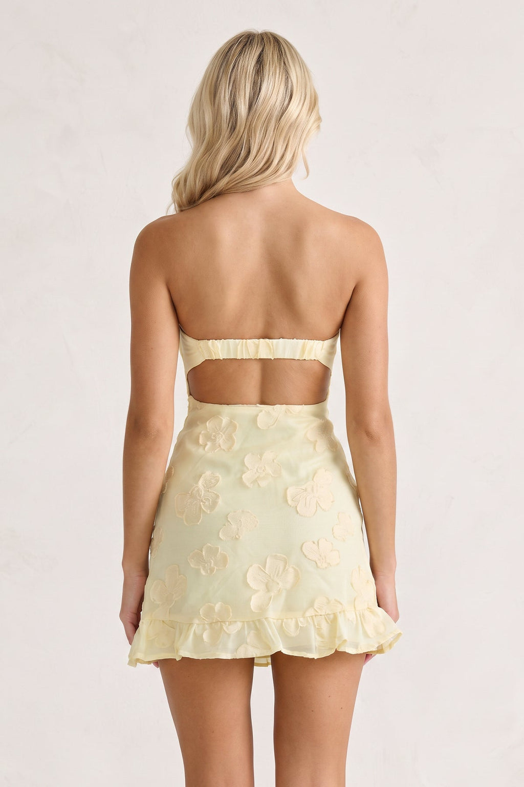 Yellow Sweetheart Embroidered Tulle Ruffled A-Line Homecoming Dress - Curvevia