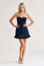 Yellow Sweetheart Embroidered Tulle Ruffled A-Line Homecoming Dress - Curvevia