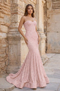 Mermaid Spaghetti Straps Sky Blue Sequins Evening Dress - Curvevia