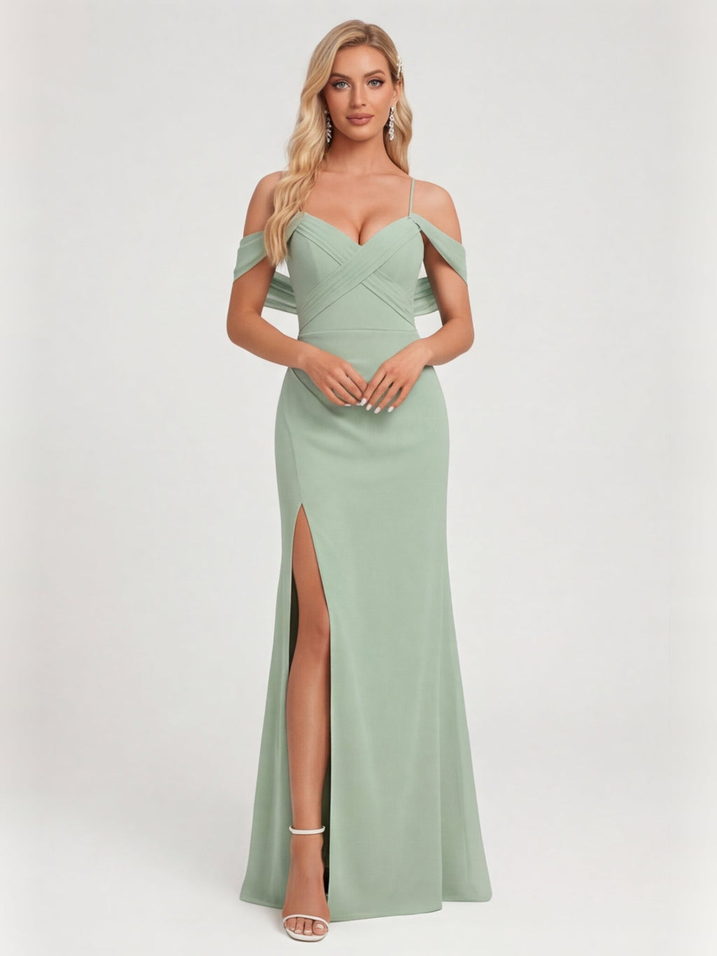 Elegant Dusty Sage Chiffon A-Line Sweetheart Ankle-Length Bridesmaid Dress - Curvevia