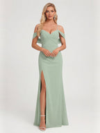 Elegant Dusty Sage Chiffon A-Line Sweetheart Ankle-Length Bridesmaid Dress - Curvevia