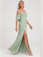 Elegant Dusty Sage Chiffon A-Line Sweetheart Ankle-Length Bridesmaid Dress - Curvevia