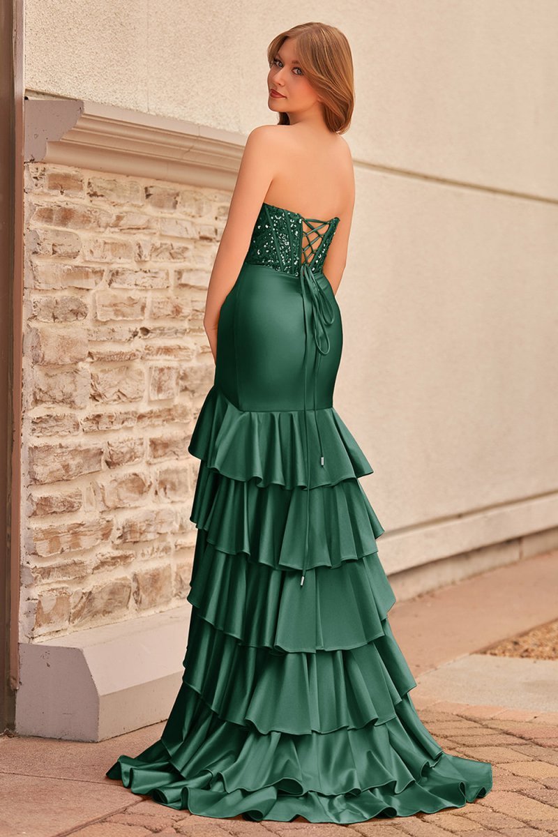 Charming Mermaid Strapless Pink Satin Long Evening Dress with Appliques - Curvevia
