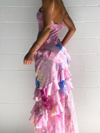 Yellow Spaghetti Straps Mermaid Long Evening Dress with Ruffles - Curvevia